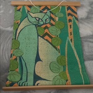 🌟LAST CHANCE🌟Vintage Cat Wall Hanging with Green and Orange Design